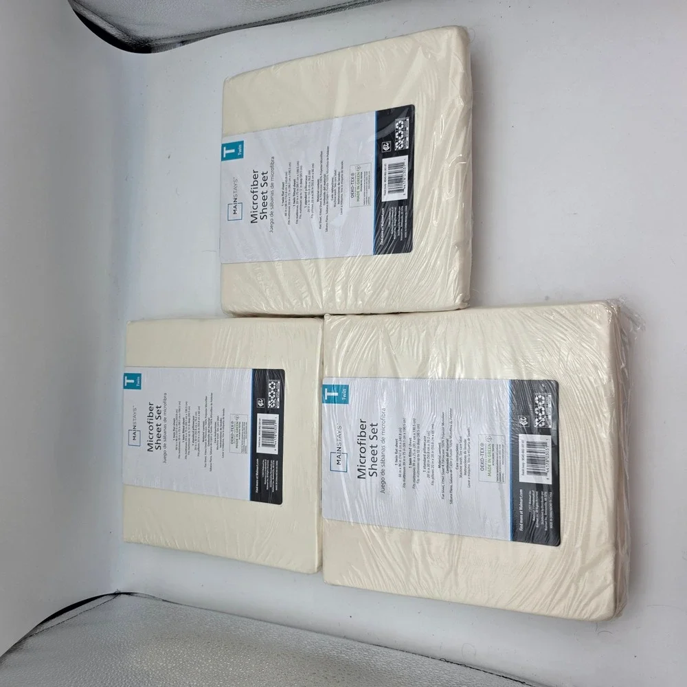 Mainstays Twin Microfiber Sheet Set Fresh Ivory 3 Piece MS45-002-301-01 O4